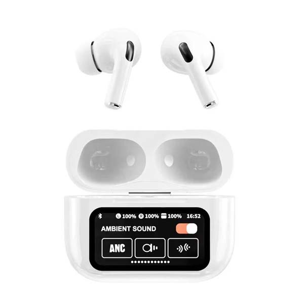 2306176_e9-pro-earbud (White) E9 Pro Smart Touch Screen ANC+ENC Wireless Earbuds - Image 1